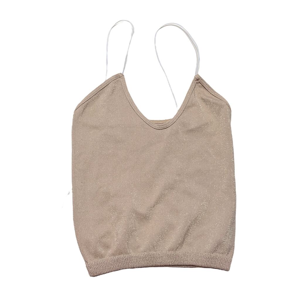 Free People Skinny Strap Brami Tank Nude Gold Shimmer Size XS/S